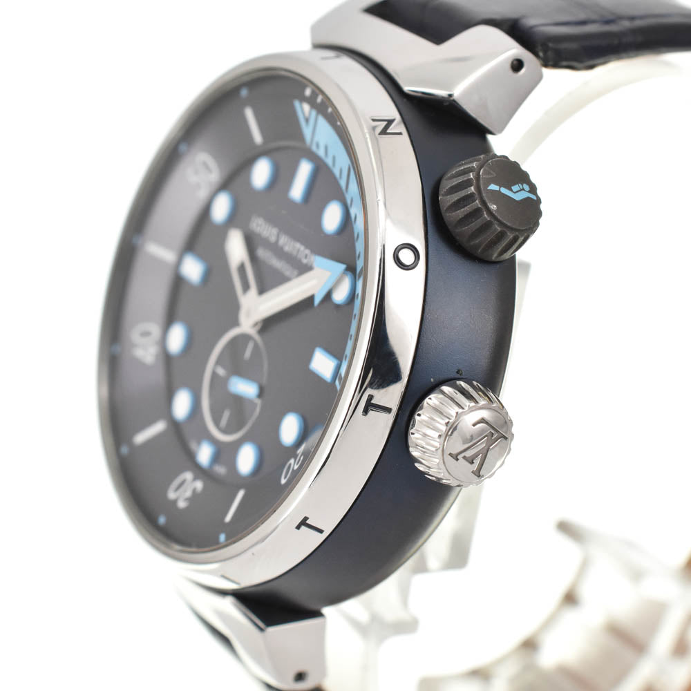with paper LOUIS VUITTON Tambour Street Diver QA121 blue Dial Automatic Men's
 Watch A#138720