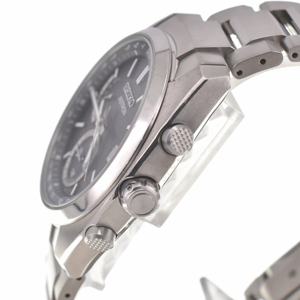 with paper SEIKO Astron SBXY015/8B63-0BA0 Day date black Dial Radio Sync Solar Men's
 Watch C#138722