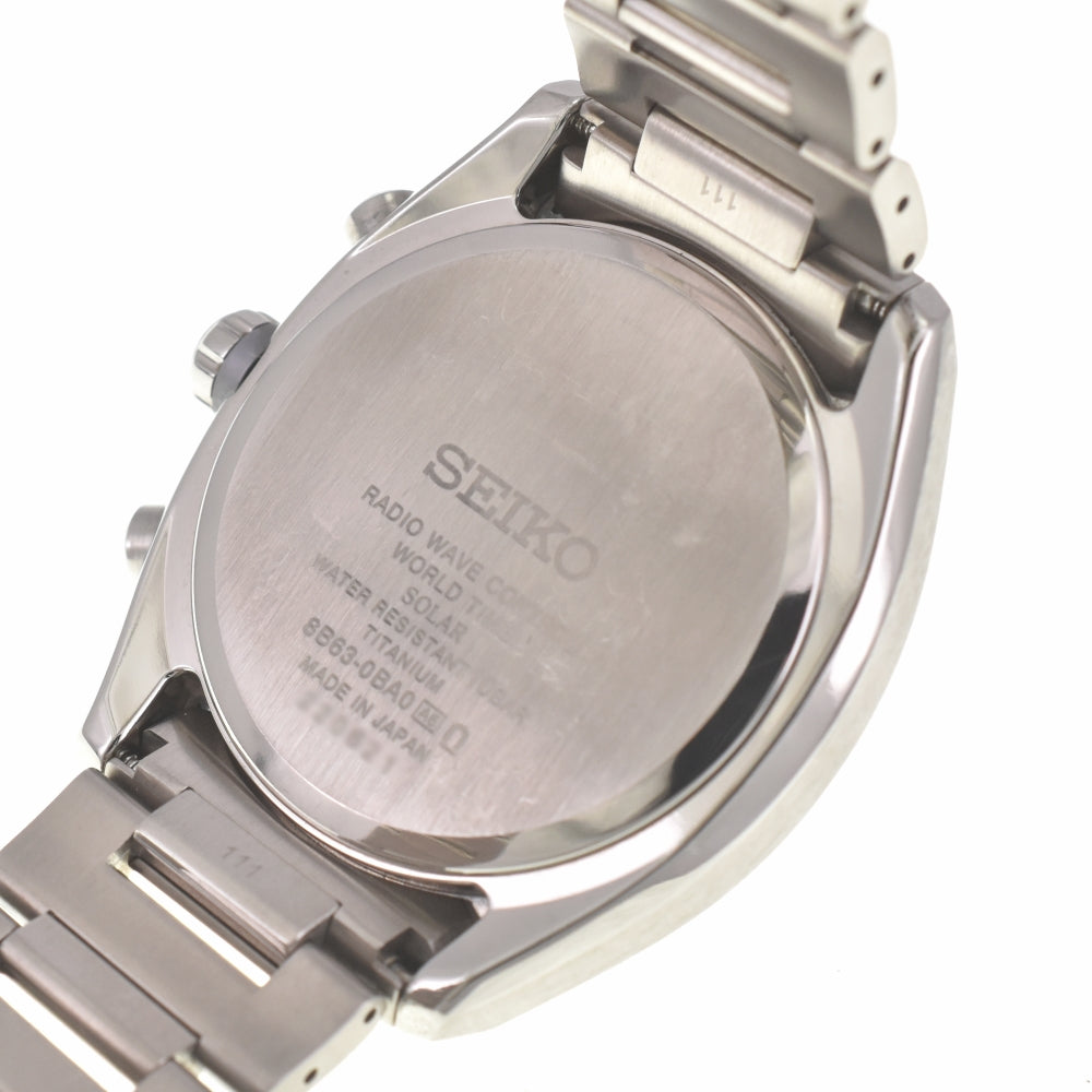 with paper SEIKO Astron SBXY015/8B63-0BA0 Day date black Dial Radio Sync Solar Men's
 Watch C#138722