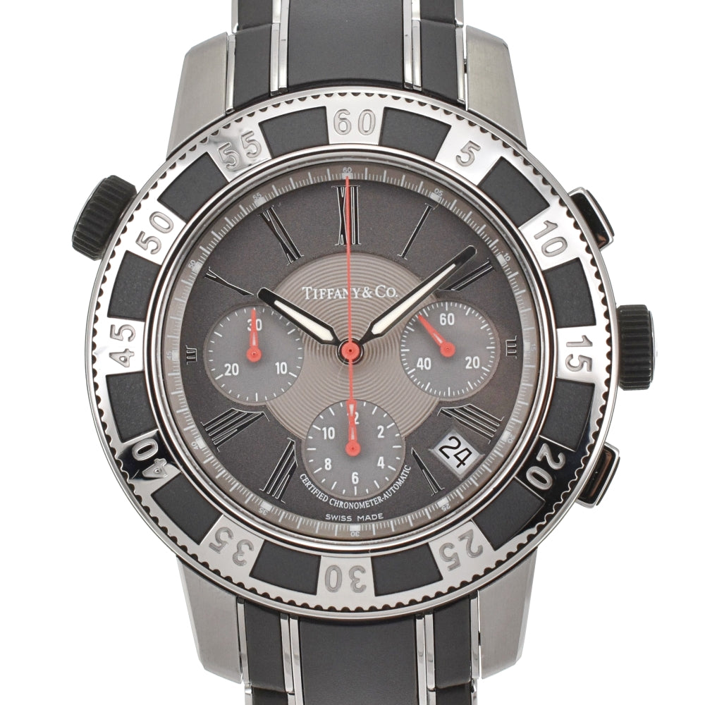 TIFFANY&Co. Mark T-57 Chronograph Date 18014629 Rubber / Stainless Steel Gray / Silver Dial Automatic Men's
 Watch A#138725
