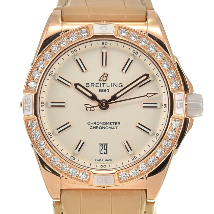 BREITLING Super Chronomat 38 Origin R17356 K18RG solid diamond bezel Silver Dial Automatic Men's
 Watch A#138785