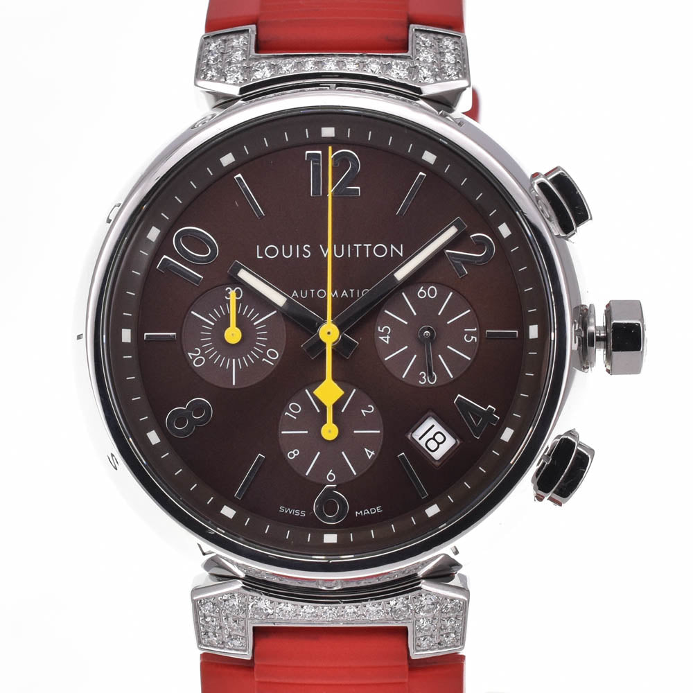LOUIS VUITTON Tambour chronograph Q112G Date Rag Diamond Brown Dial Automatic Men's
 Watch B#138789