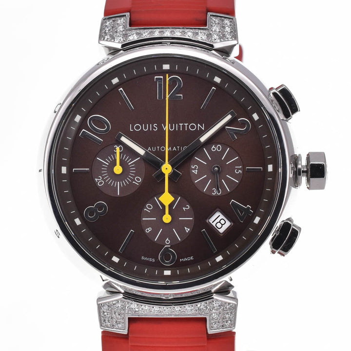 LOUIS VUITTON Tambour chronograph Q112G Date Rag Diamond Brown Dial Automatic Men's
 Watch B#138789