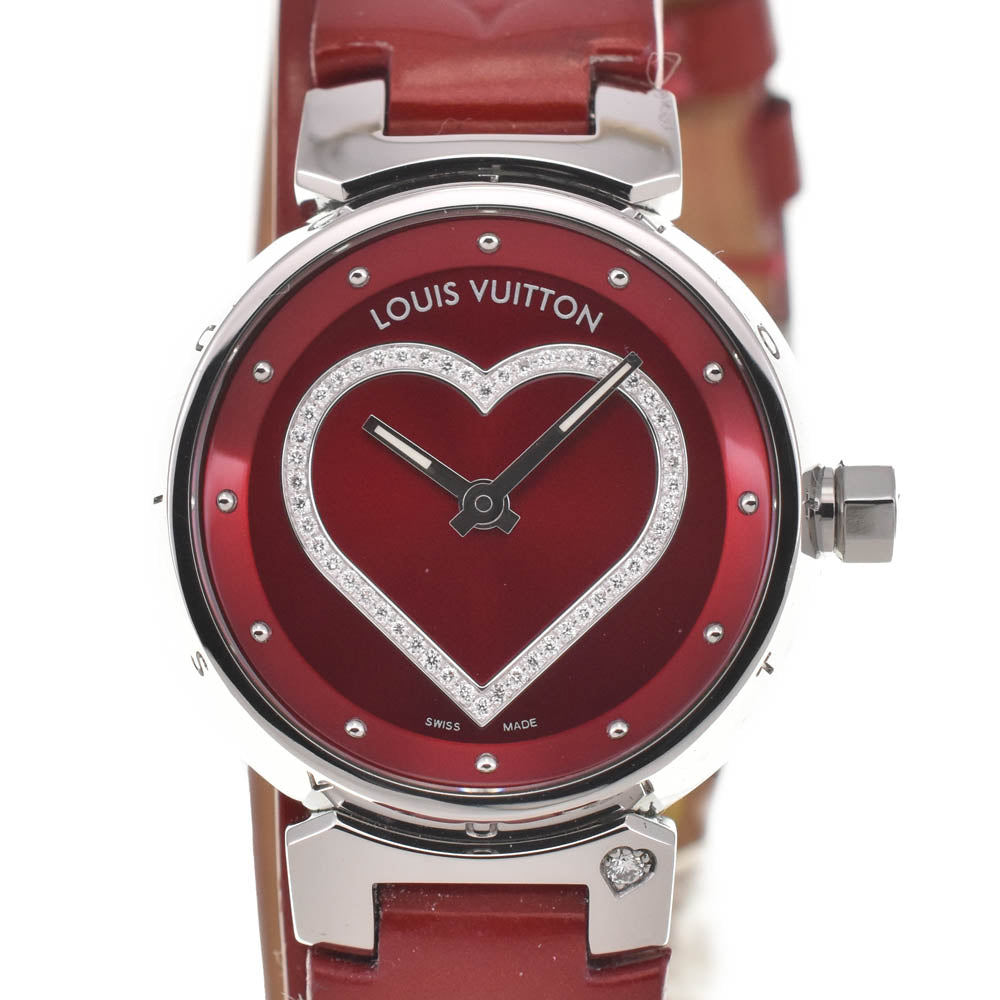 with paper LOUIS VUITTON Tambour Pomme d'Amour PM Q121K Heart diamond Red Dial Quartz Ladies
 Watch B#138798