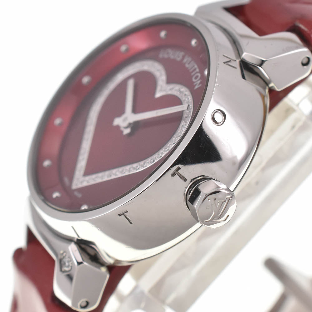 with paper LOUIS VUITTON Tambour Pomme d'Amour PM Q121K Heart diamond Red Dial Quartz Ladies
 Watch B#138798