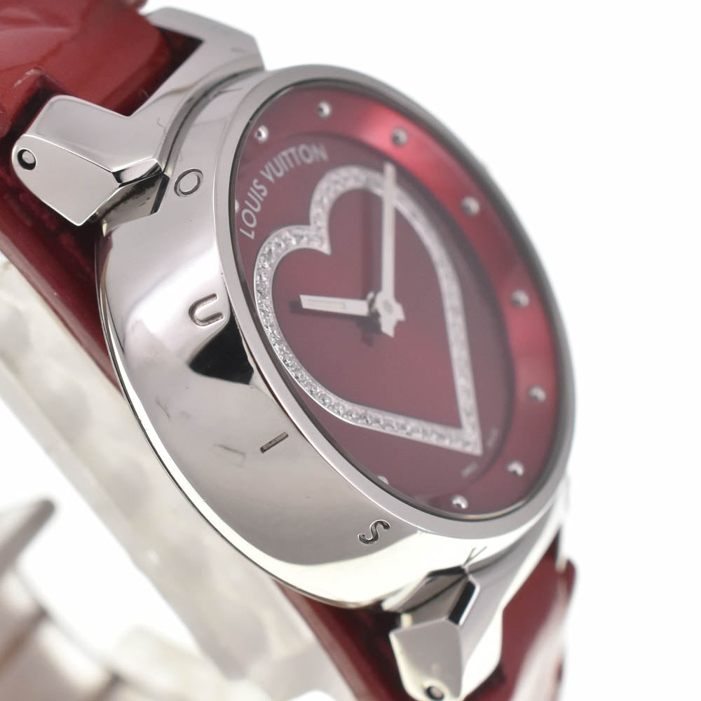 with paper LOUIS VUITTON Tambour Pomme d'Amour PM Q121K Heart diamond Red Dial Quartz Ladies
 Watch B#138798