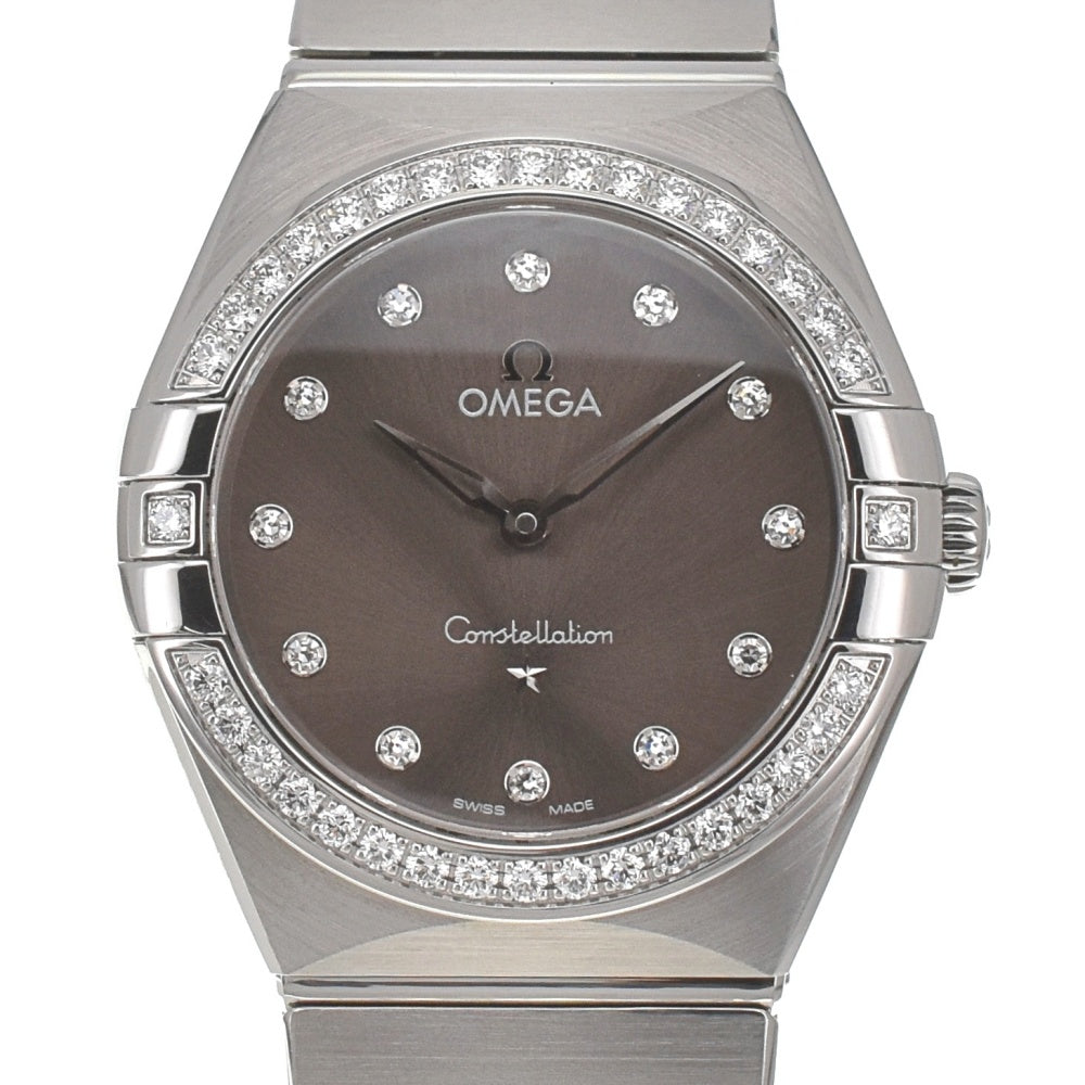 with paper OMEGA Constellation 131.15.28.60.56.001 Stainless Steel / Diamond Brown gray Dial Quartz Ladies
 Watch □#138801