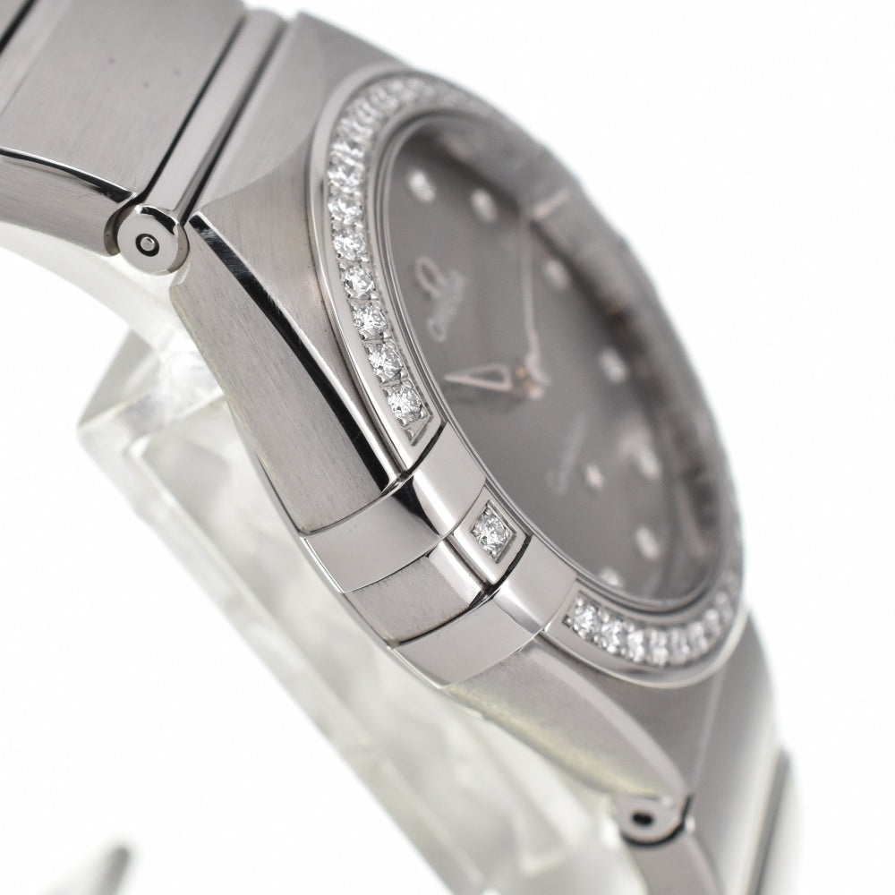 with paper OMEGA Constellation 131.15.28.60.56.001 Stainless Steel / Diamond Brown gray Dial Quartz Ladies
 Watch □#138801