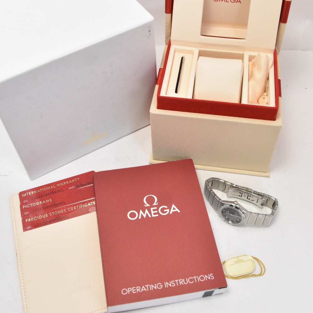 with paper OMEGA Constellation 131.15.28.60.56.001 Stainless Steel / Diamond Brown gray Dial Quartz Ladies
 Watch □#138801
