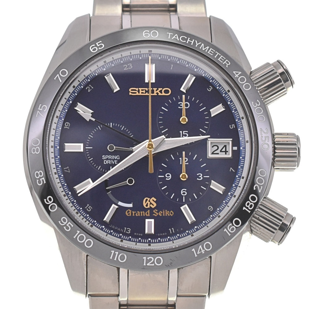 SEIKO Grand Seiko SBGC013 GMT Chronograph Date Power Reserve Titanium Navy Dial Spring drive Men's
 Watch A#138804