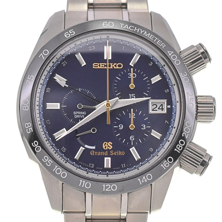 SEIKO Grand Seiko SBGC013 GMT Chronograph Date Power Reserve Titanium Navy Dial Spring drive Men's
 Watch A#138804