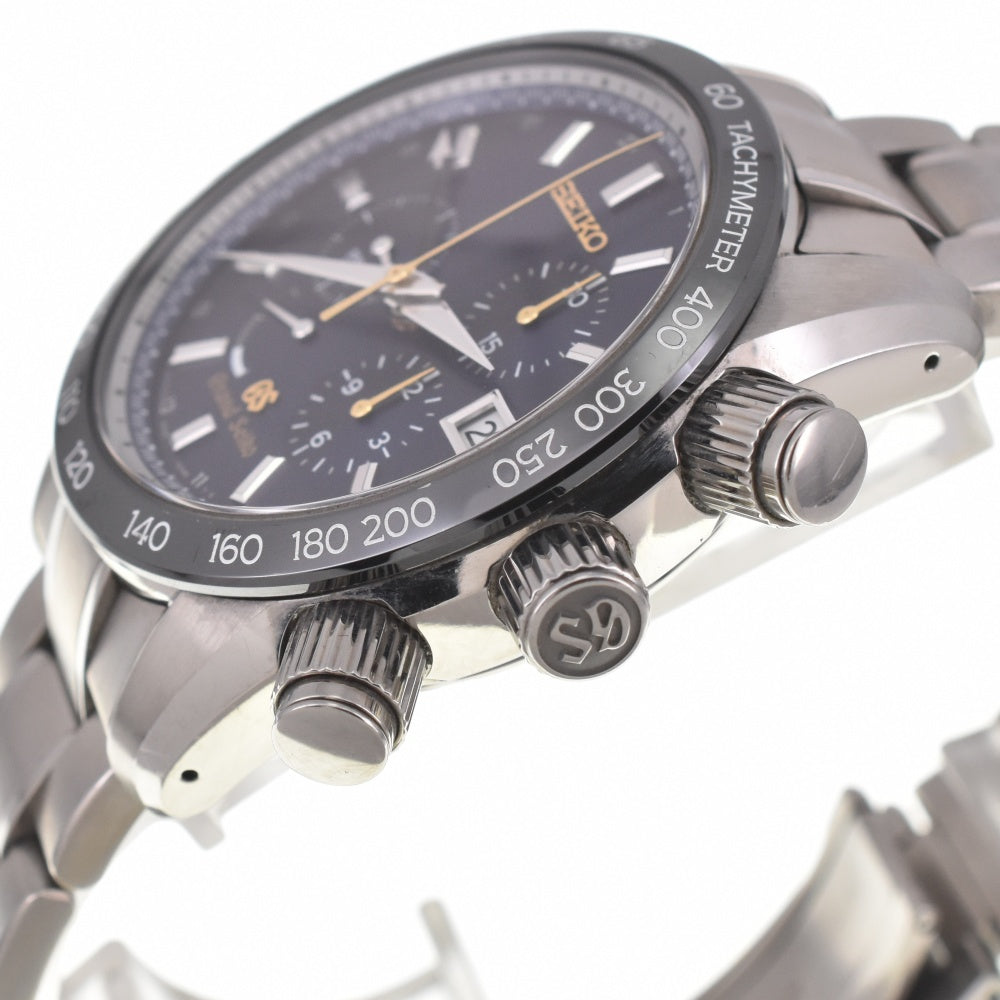 SEIKO Grand Seiko SBGC013 GMT Chronograph Date Power Reserve Titanium Navy Dial Spring drive Men's
 Watch A#138804
