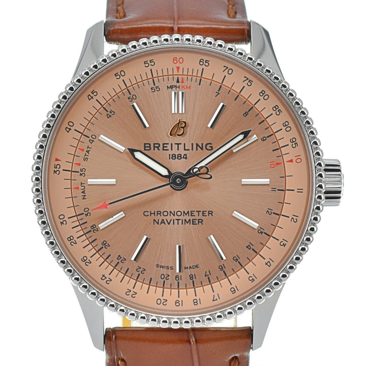 with paper BREITLING Navitimer Automatic 35 A17395 salmon pink Dial Automatic Ladies
 Watch A#138811