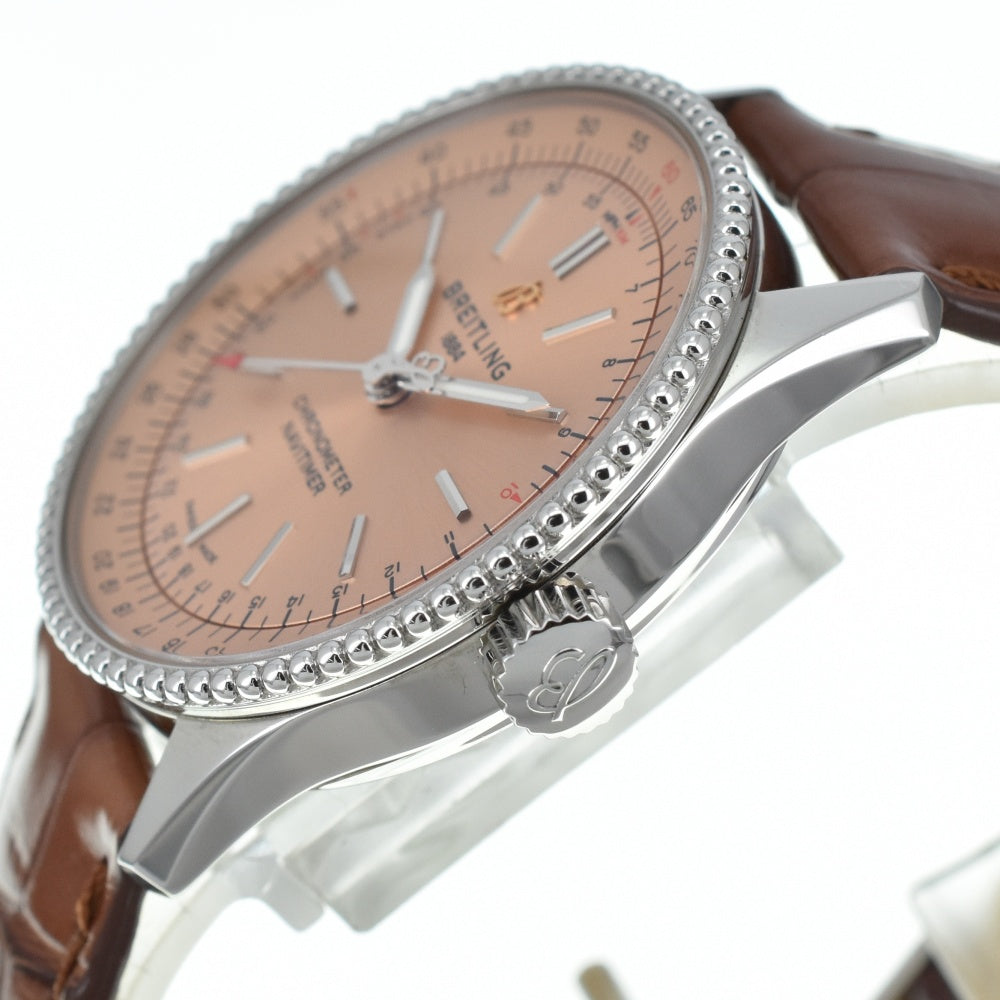 with paper BREITLING Navitimer Automatic 35 A17395 salmon pink Dial Automatic Ladies
 Watch A#138811