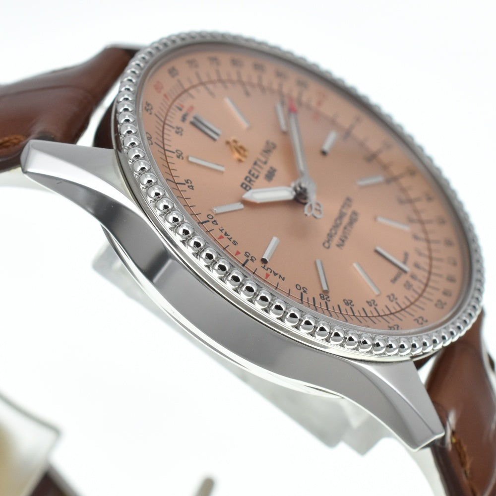 with paper BREITLING Navitimer Automatic 35 A17395 salmon pink Dial Automatic Ladies
 Watch A#138811