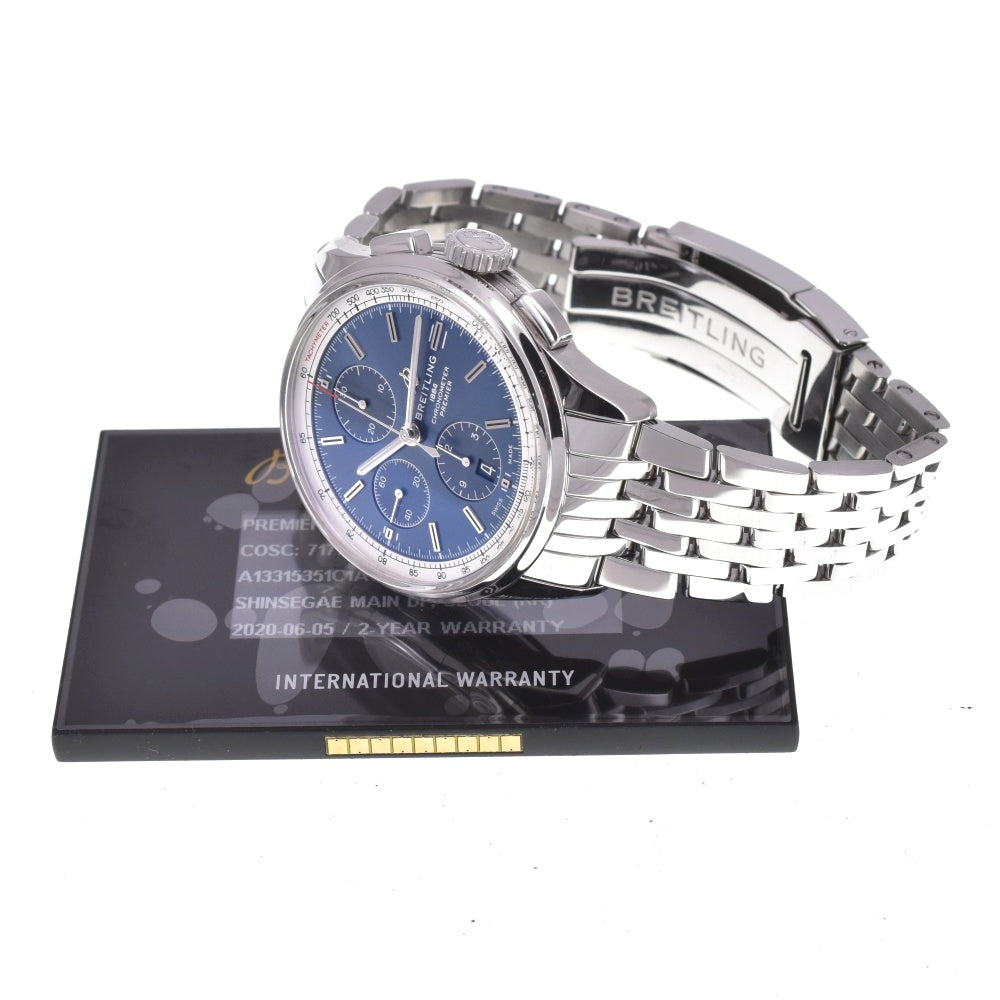 with paper BREITLING Premier A13315 Chronograph Date blue Dial Automatic Men's
 Watch C#138849