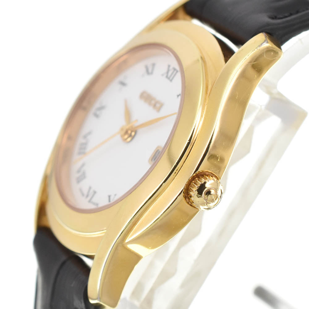 GUCCI G-Class 5400L Date Gold Plated / Leather white Dial Quartz Ladies
 Watch A#138860