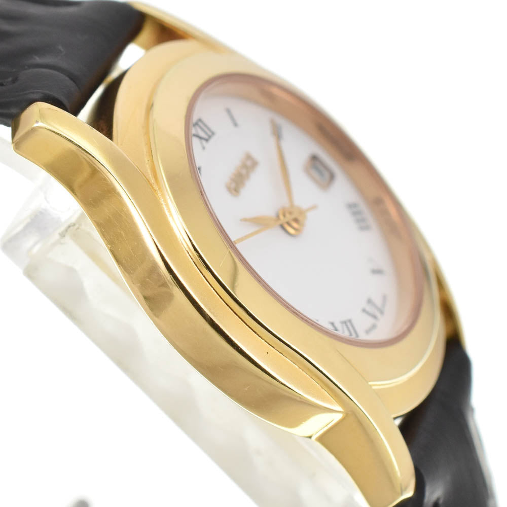 GUCCI G-Class 5400L Date Gold Plated / Leather white Dial Quartz Ladies
 Watch A#138860