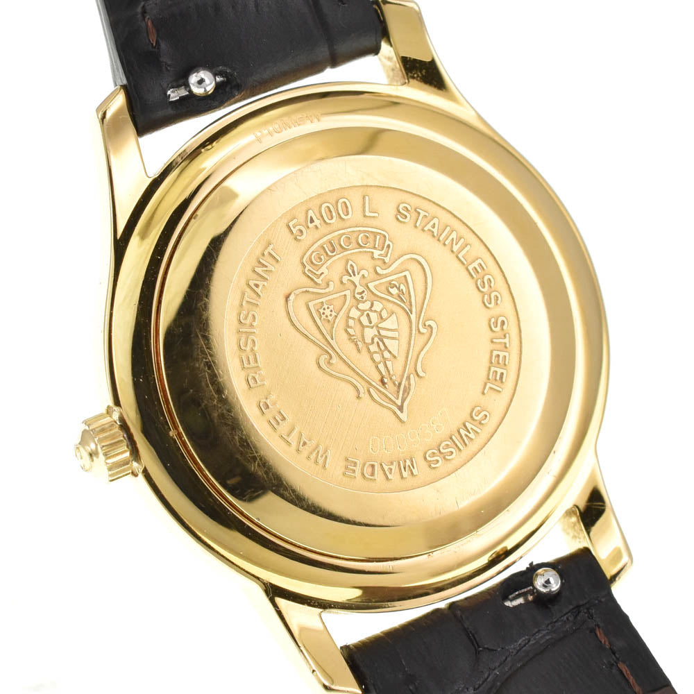 GUCCI G-Class 5400L Date Gold Plated / Leather white Dial Quartz Ladies
 Watch A#138860