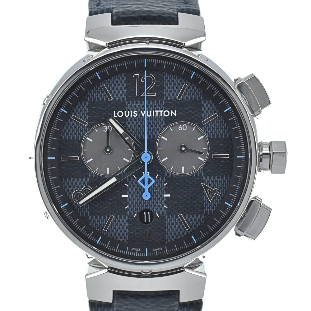 LOUIS VUITTON Tambour GM Damier Graphite QA094Z Chronograph Navy/Cobalt Dial Quartz Men's
 Watch B#138865