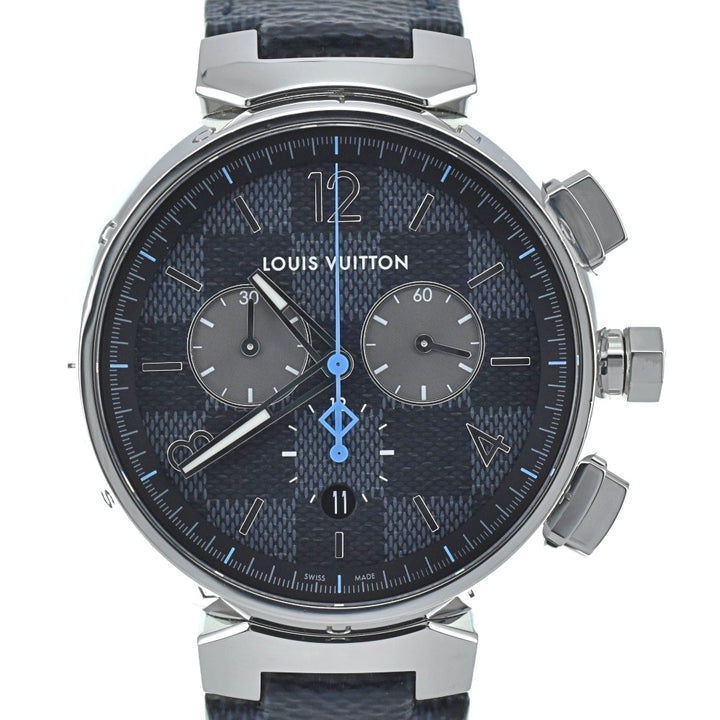 LOUIS VUITTON Tambour GM Damier Graphite QA094Z Chronograph Navy/Cobalt Dial Quartz Men's
 Watch B#138865