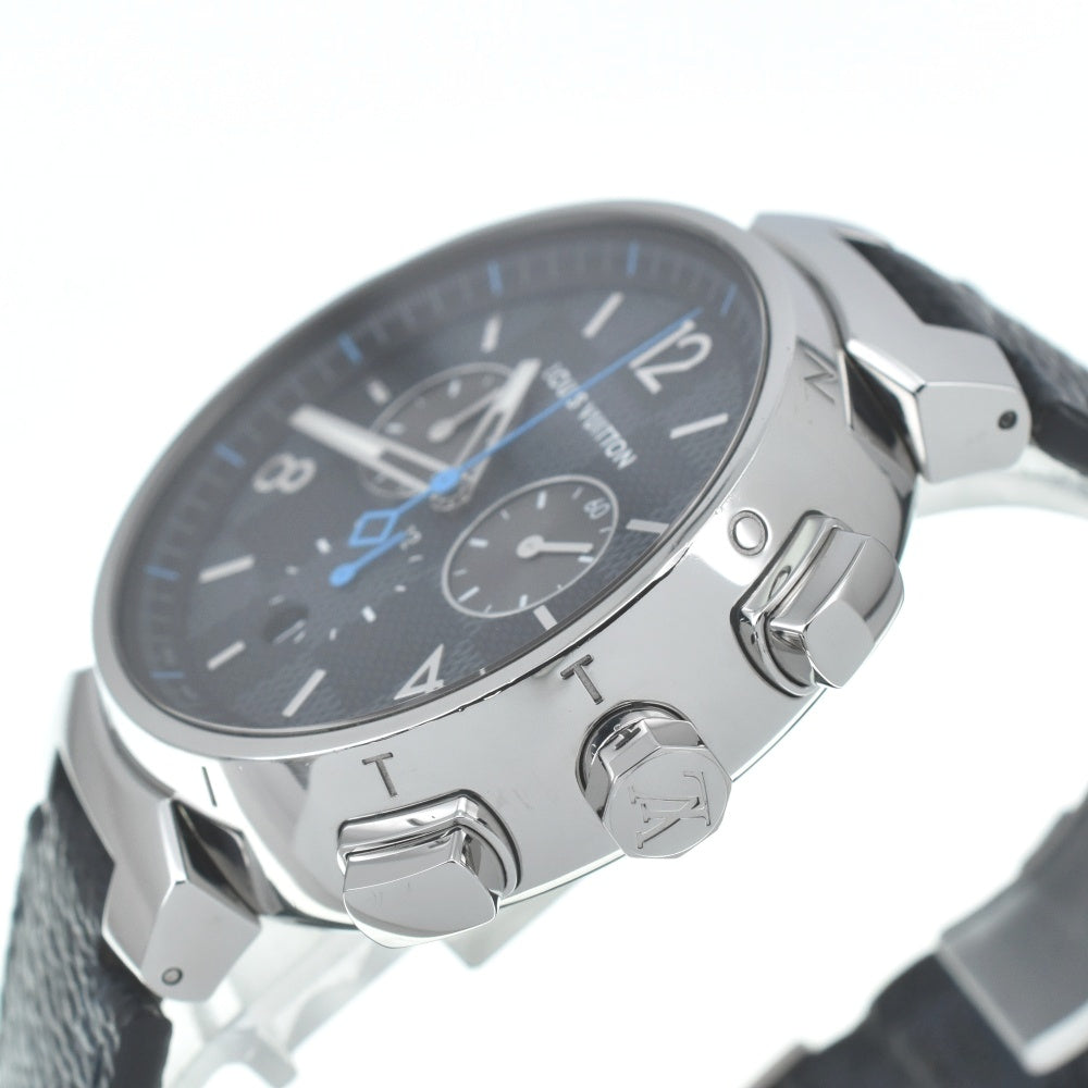 LOUIS VUITTON Tambour GM Damier Graphite QA094Z Chronograph Navy/Cobalt Dial Quartz Men's
 Watch B#138865