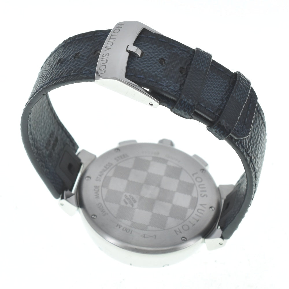 LOUIS VUITTON Tambour GM Damier Graphite QA094Z Chronograph Navy/Cobalt Dial Quartz Men's
 Watch B#138865