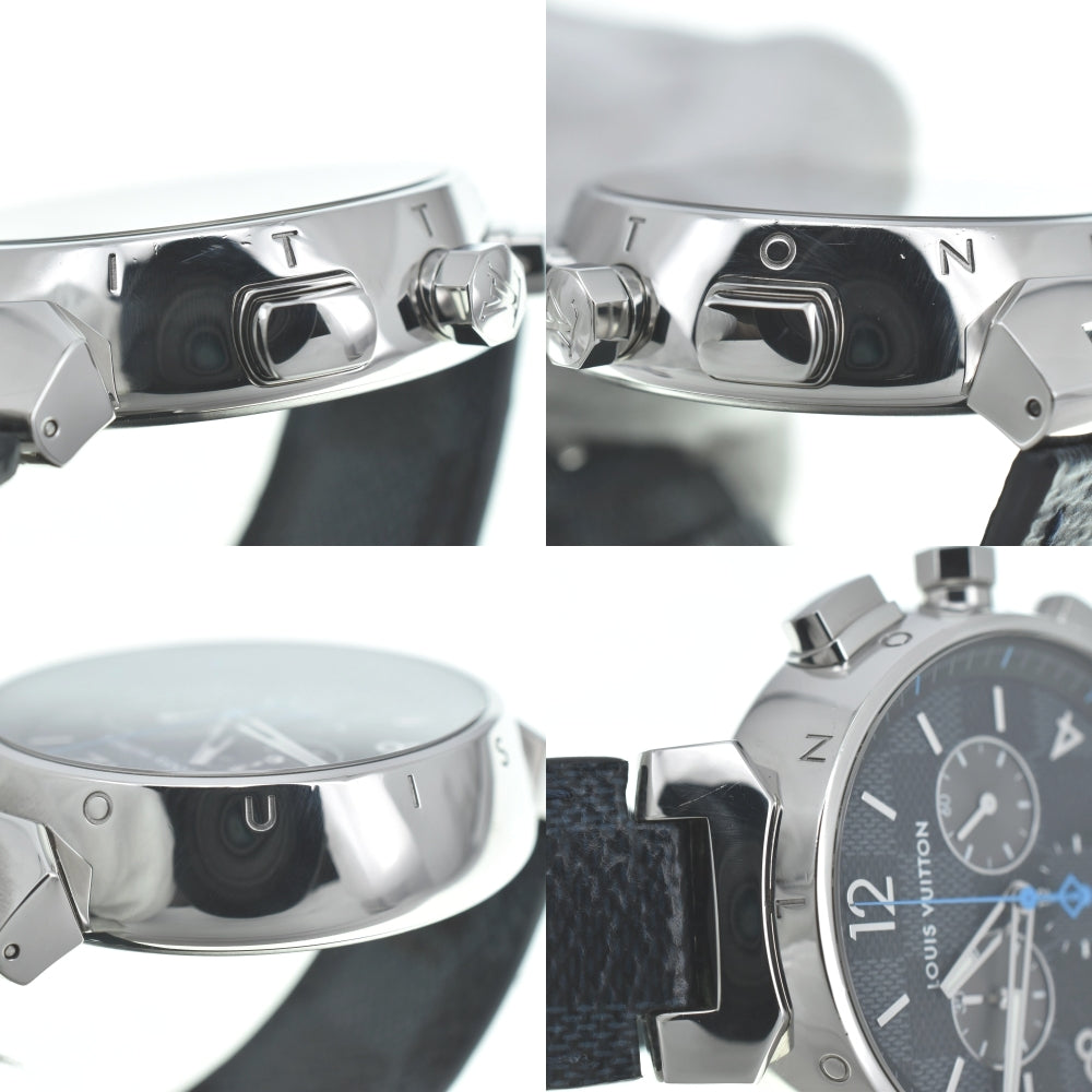LOUIS VUITTON Tambour GM Damier Graphite QA094Z Chronograph Navy/Cobalt Dial Quartz Men's
 Watch B#138865