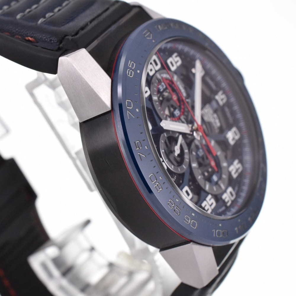 with paper TAG HEUER Carrera Caliber Heuer 01 CAR2A1N Red bull racing Blue / skeleton Dial Automatic Men's
 Watch B#138916