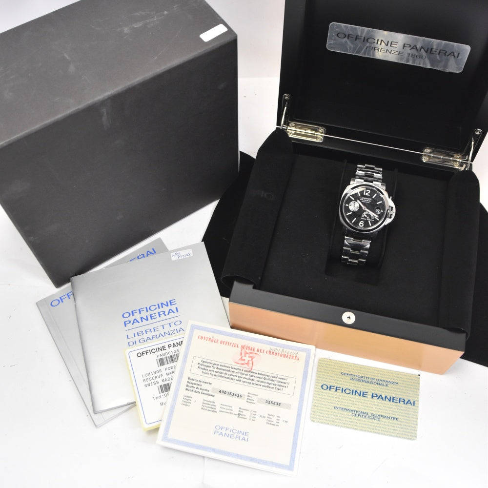 with paper PANERAI Luminor Power Reserve PAM00126 Small second date black Dial Automatic Men's
 Watch C#138954