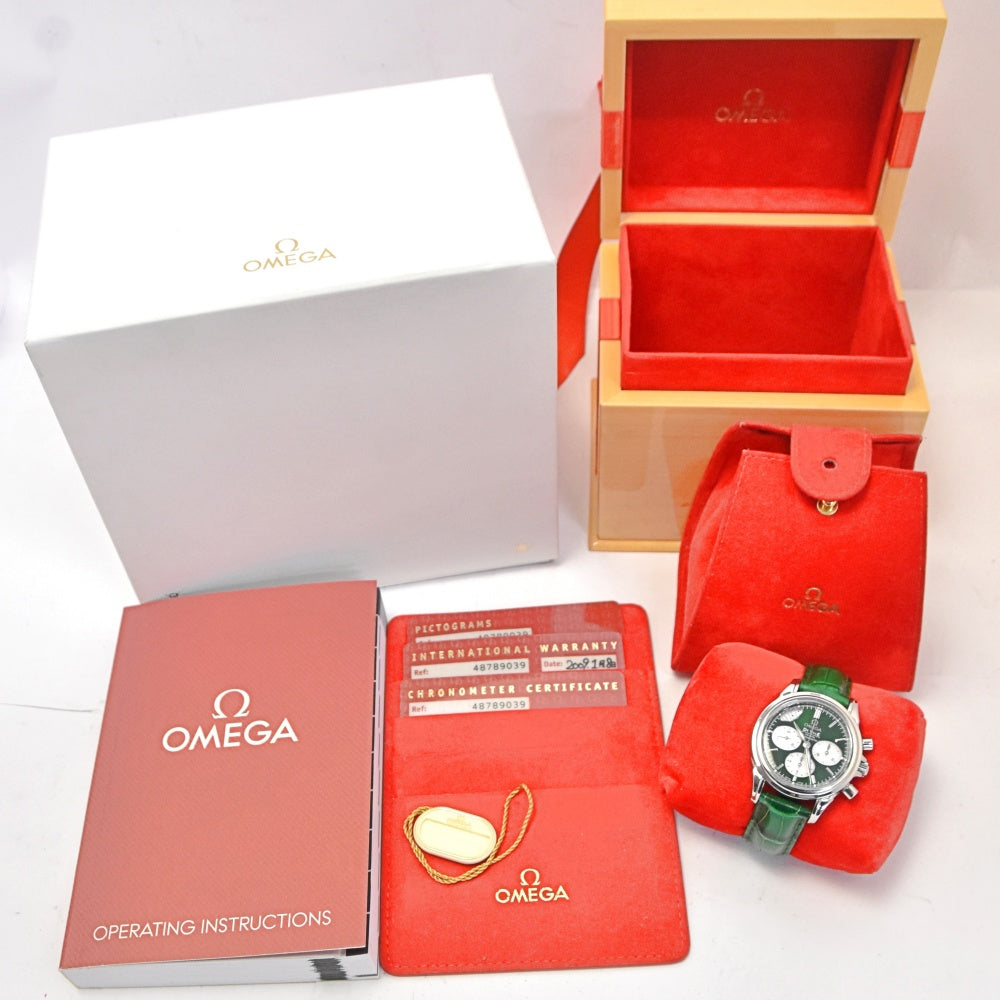with paper OMEGA De Ville Coaxial 4878.90.39 Chronograph Date Green / white shell Dial Automatic Ladies
 Watch B#138956