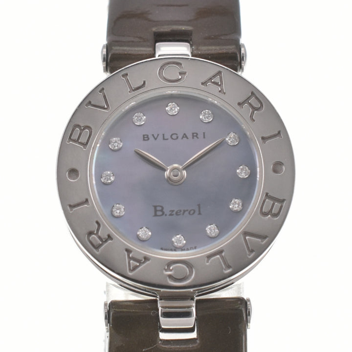 BVLGARI B.zero1 BZ22S 12P Diamond Stainless Steel/Leather Blue shell Dial Quartz Ladies
 Watch H#139001