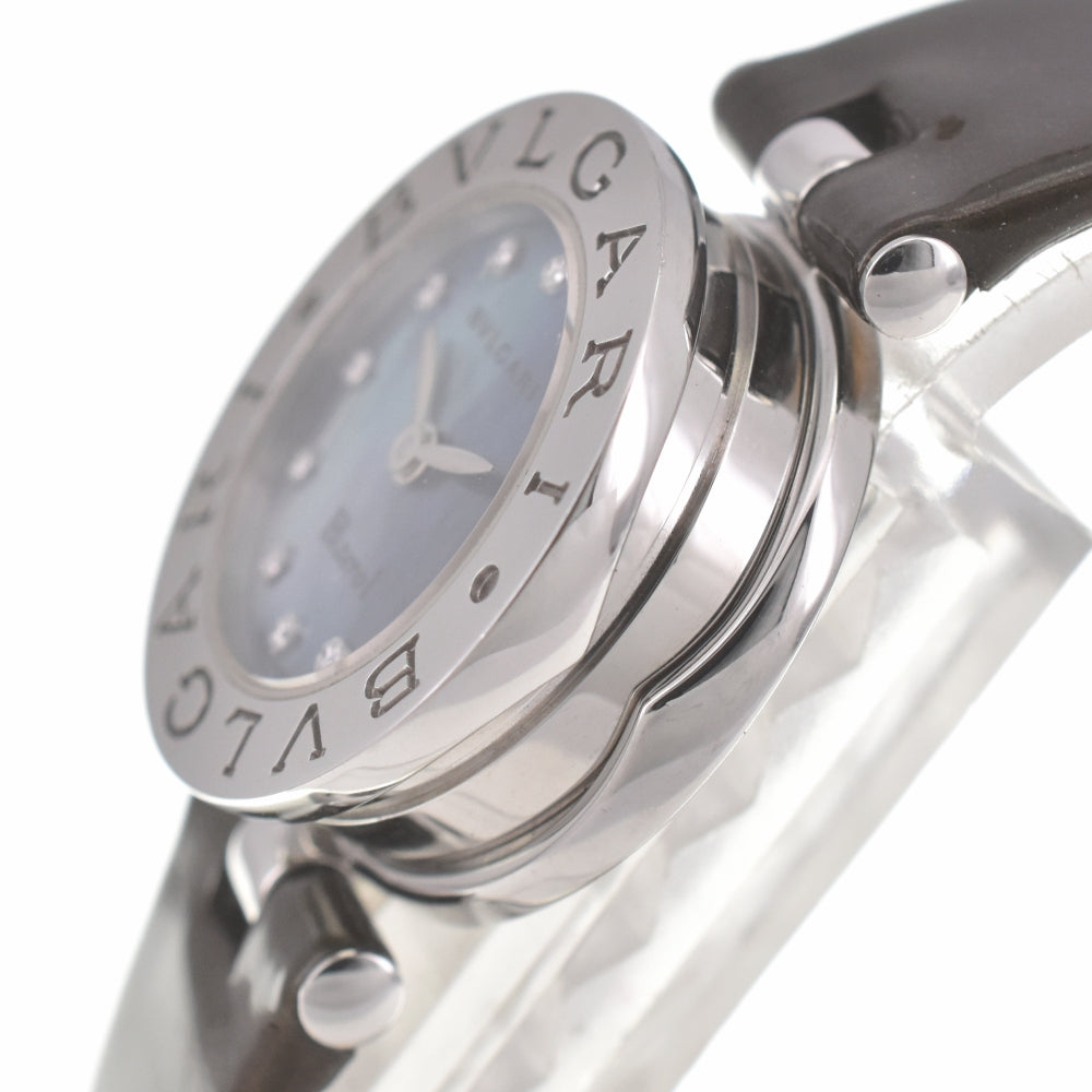BVLGARI B.zero1 BZ22S 12P Diamond Stainless Steel/Leather Blue shell Dial Quartz Ladies
 Watch H#139001