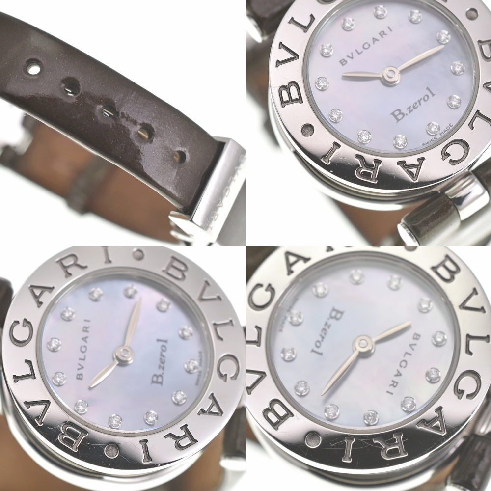 BVLGARI B.zero1 BZ22S 12P Diamond Stainless Steel/Leather Blue shell Dial Quartz Ladies
 Watch H#139001