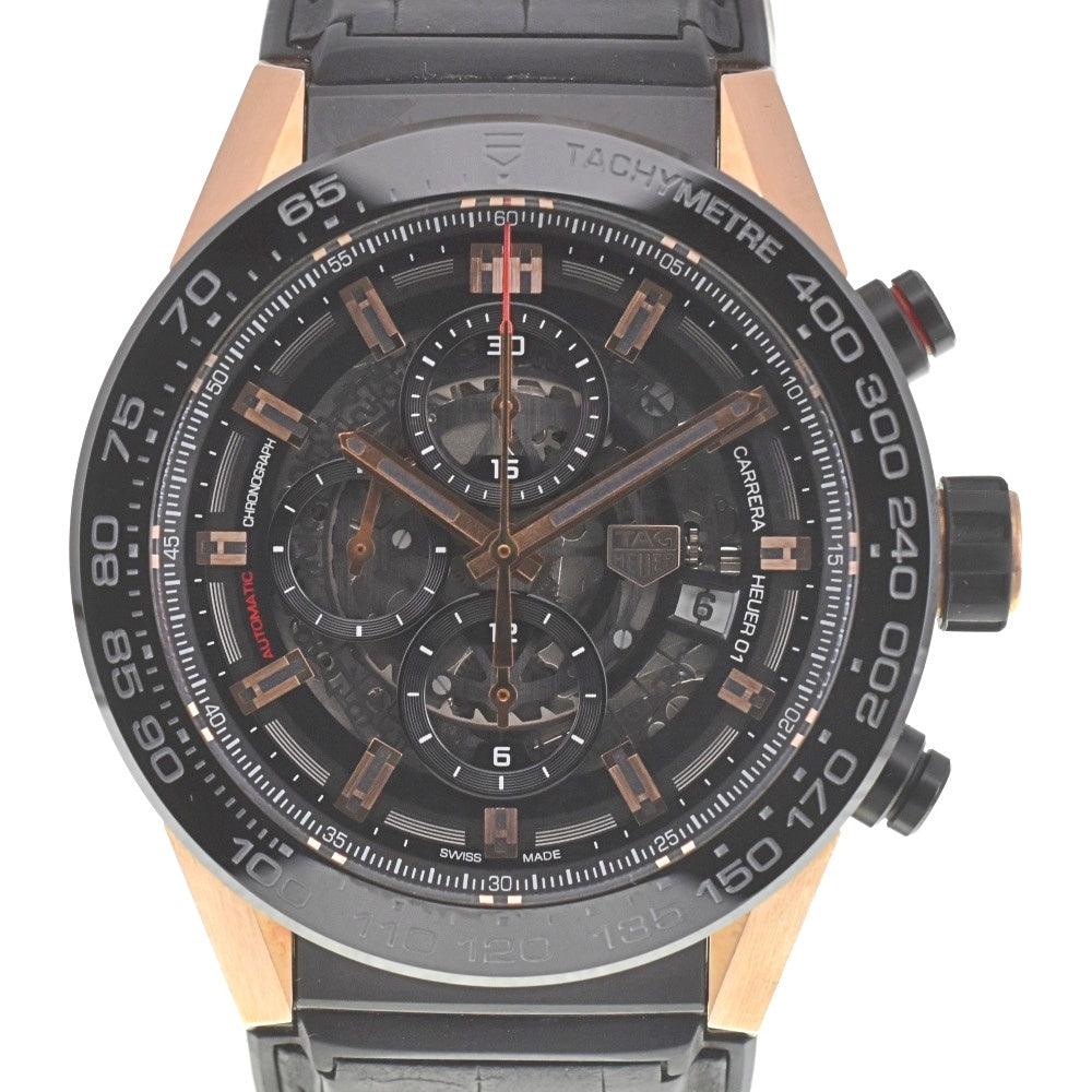 with paper TAG HEUER Carrera CAR2A5A.FT6044 Titanium/K18PG/Ceramic Black (skeleton) Dial Automatic Men's
 Watch C#139052