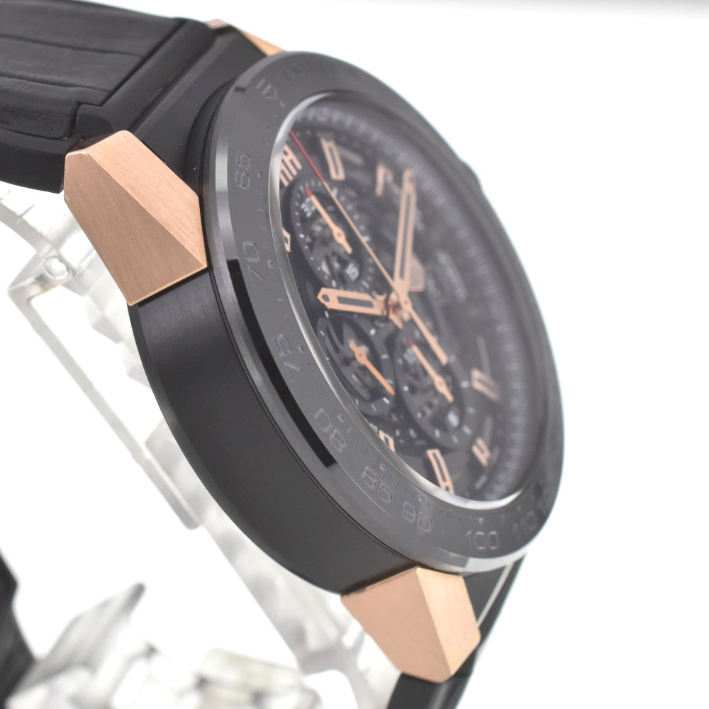 with paper TAG HEUER Carrera CAR2A5A.FT6044 Titanium/K18PG/Ceramic Black (skeleton) Dial Automatic Men's
 Watch C#139052