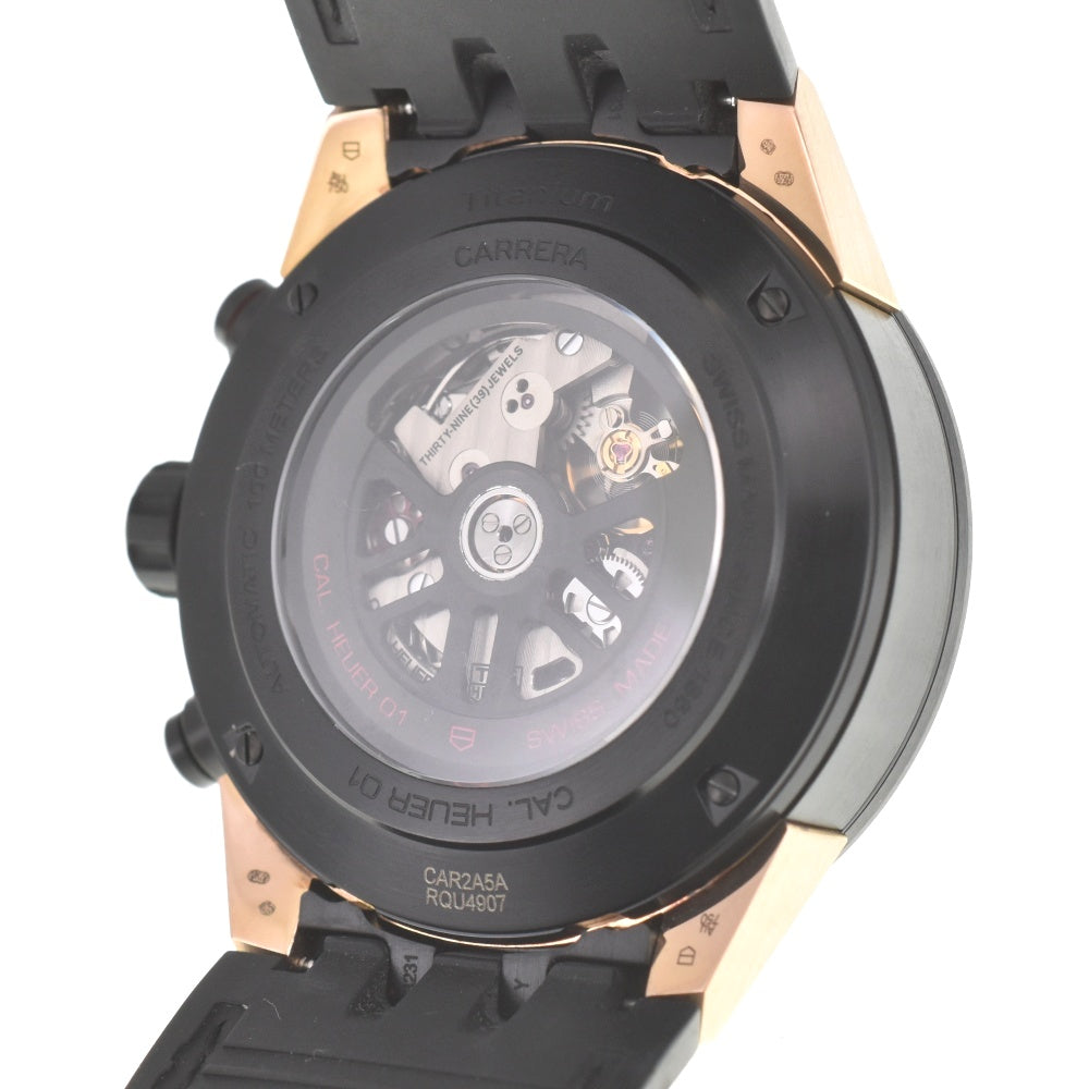 with paper TAG HEUER Carrera CAR2A5A.FT6044 Titanium/K18PG/Ceramic Black (skeleton) Dial Automatic Men's
 Watch C#139052