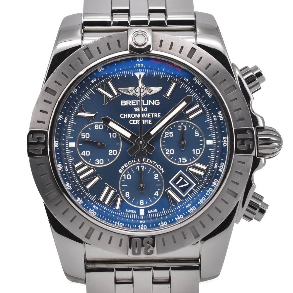 with paper BREITLING Chronomat 44 JSP Roman index AB0115 blue Dial Automatic Men's
 Watch D#139063