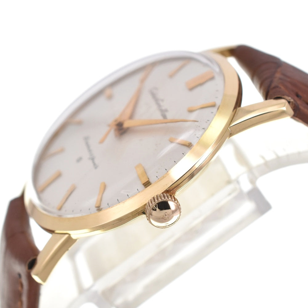 SEIKO Road Marvel early model 1959 J14050 vintage Engraved logo K18YG/leather Silver Dial Hand Winding Men's
 Watch G#139064