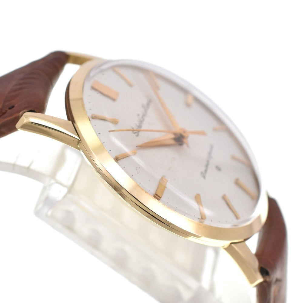 SEIKO Road Marvel early model 1959 J14050 vintage Engraved logo K18YG/leather Silver Dial Hand Winding Men's
 Watch G#139064