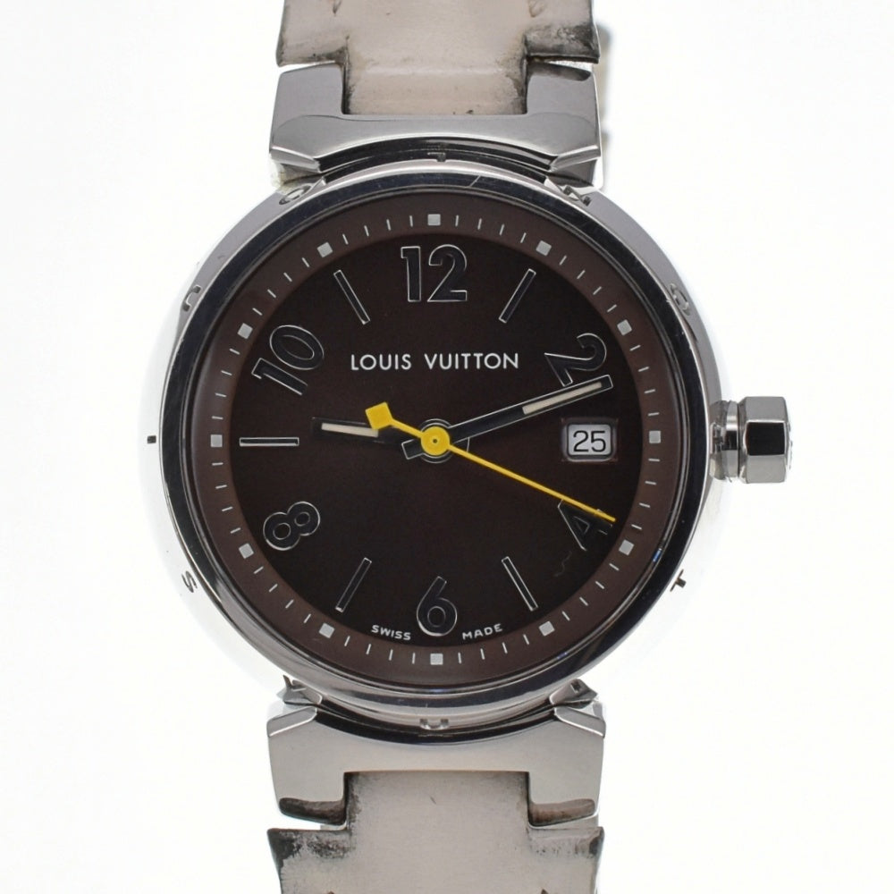 LOUIS VUITTON Tambourg Date Q1211 Brown Dial Quartz Ladies
 Watch D#139098