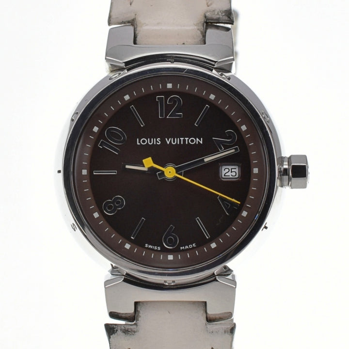 LOUIS VUITTON Tambourg Date Q1211 Brown Dial Quartz Ladies
 Watch D#139098