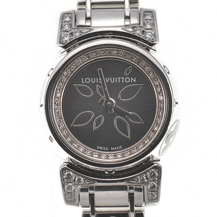 LOUIS VUITTON Tambour bijou Q151G diamond gray Dial Quartz Ladies
 Watch D#139114