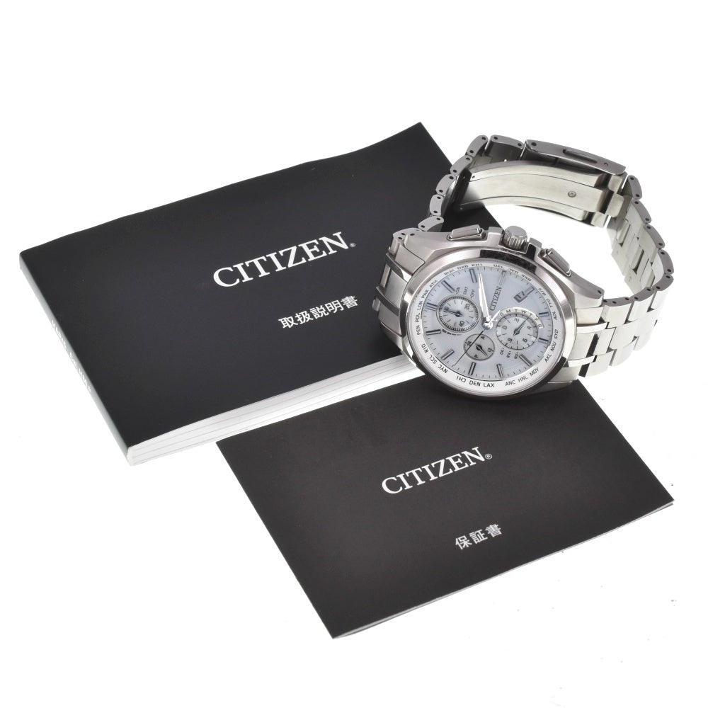 with paper CITIZEN Atessa Eco Drive AT8040-57A titanium white Dial Radio Sync Solar Men's
 Watch C#139148