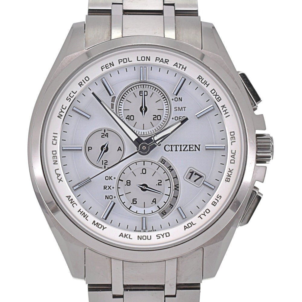 with paper CITIZEN Atessa Eco Drive AT8040-57A titanium white Dial Radio Sync Solar Men's
 Watch C#139148