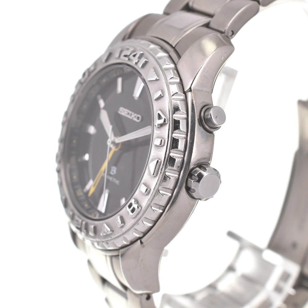 SEIKO Brightz Kinetic GMT SAGD003/5Ｍ65-0A70 Titanium Limited Edition black Dial Auto quartz Men's
 Watch I#139149