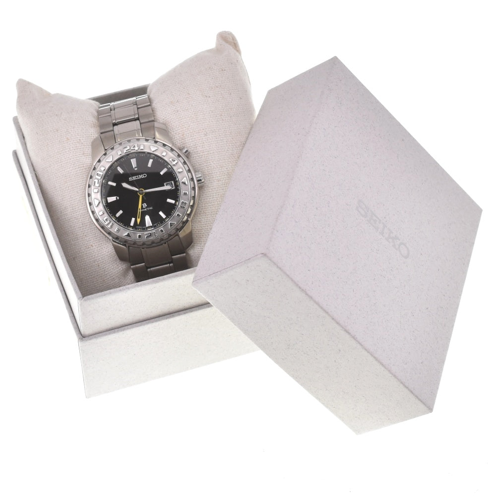 SEIKO Brightz Kinetic GMT SAGD003/5Ｍ65-0A70 Titanium Limited Edition black Dial Auto quartz Men's
 Watch I#139149