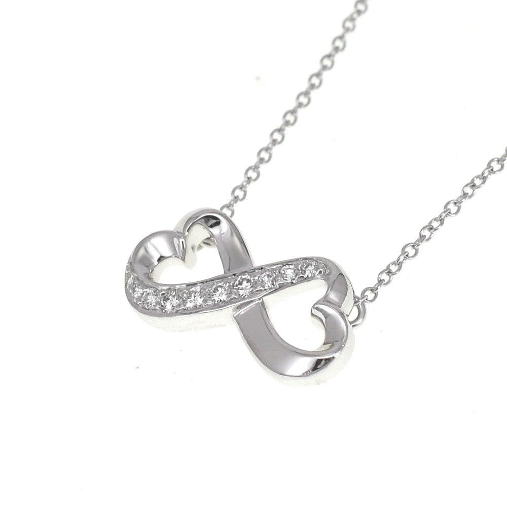 TIFFANY&Co. Paloma Picasso Double Loving Heart Pendant Necklace K18WG Diamond Ladies
 jewelry S#139293