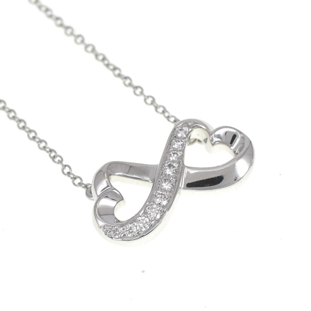 TIFFANY&Co. Paloma Picasso Double Loving Heart Pendant Necklace K18WG Diamond Ladies
 jewelry S#139293