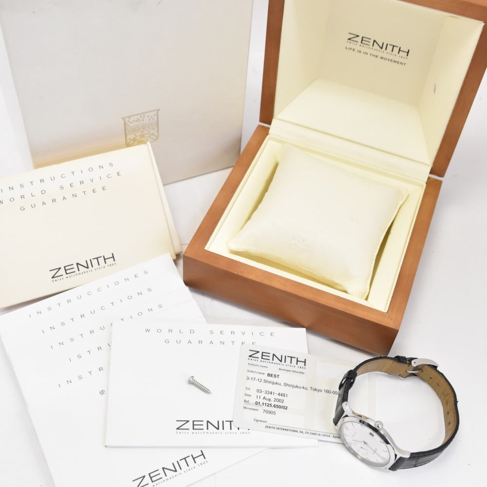with paper ZENITH Class elite 01.1125.650/02 Small second date Silver Dial Hand Winding Men's
 Watch D#139380